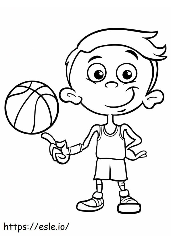 menino com basquete para colorir