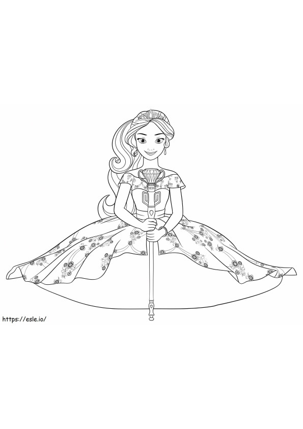 Coloriage Princesse Elena assise à imprimer dessin