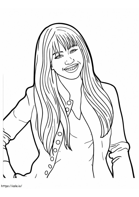 Coloriage Hannah Montana sourit à imprimer dessin