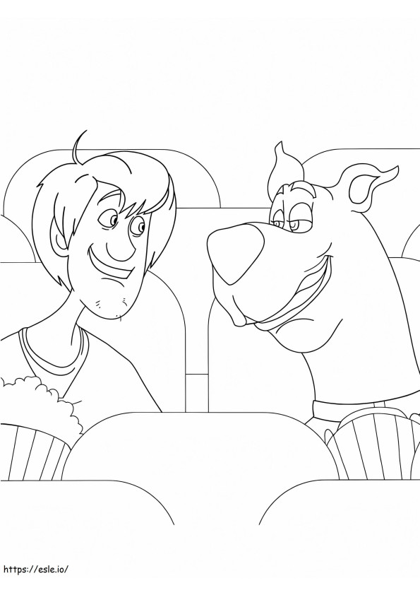 Salsicha e Scooby Doo no cinema para colorir