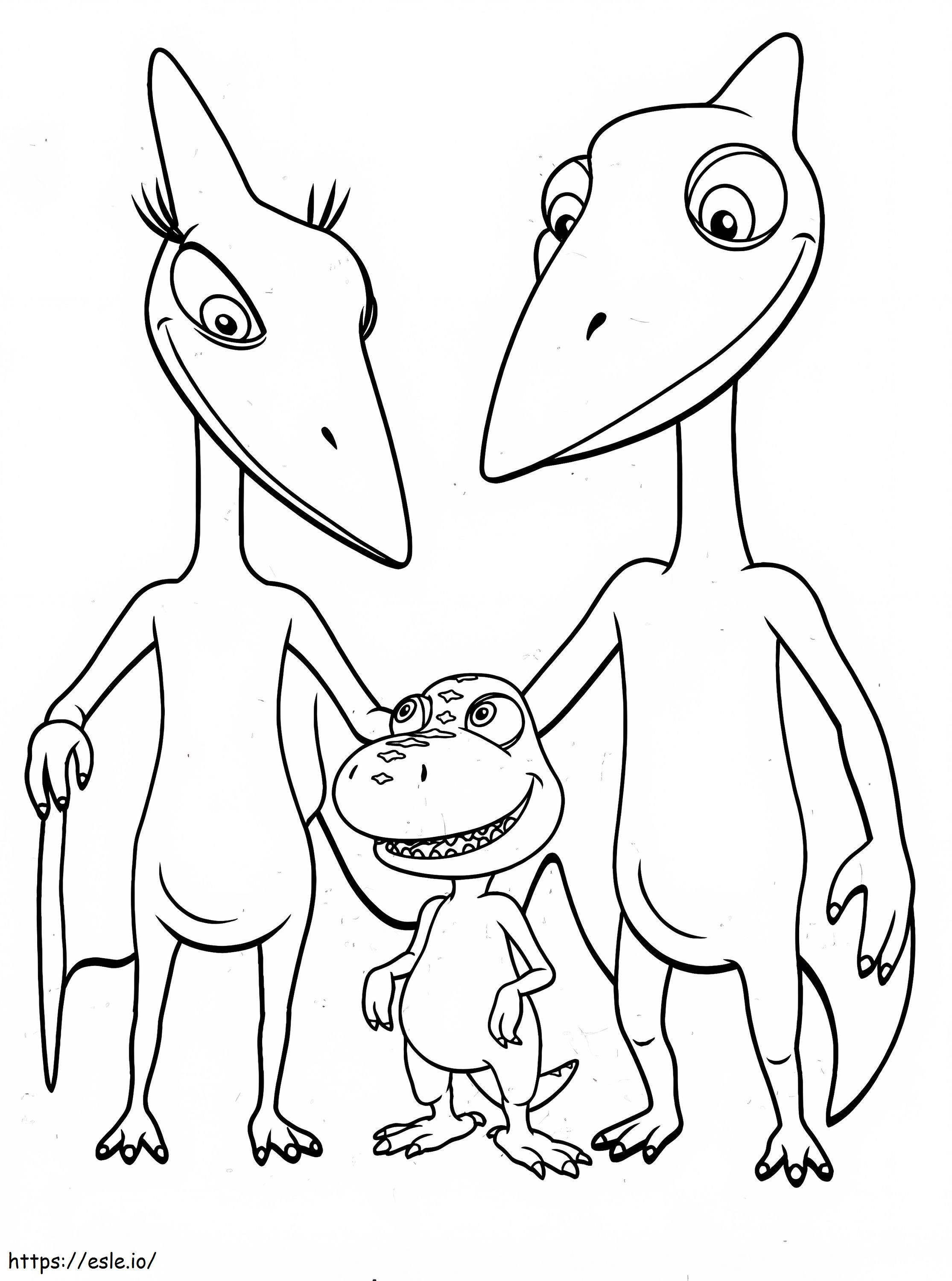 Coloriage Famille de dinosaures mignons à imprimer dessin