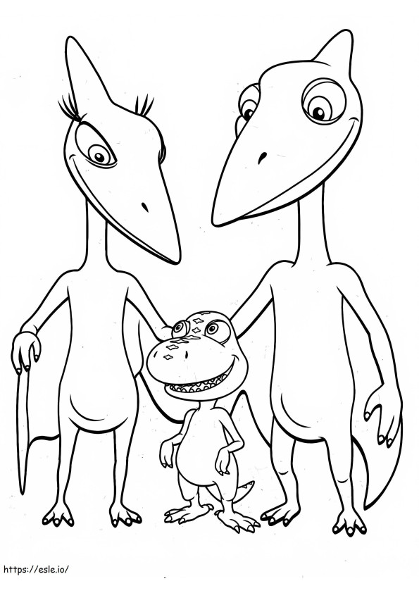 かわいい恐竜の家族 ぬりえ - 塗り絵