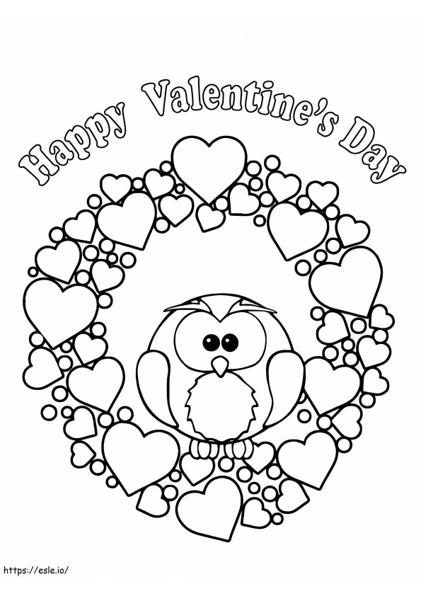 Valentine S Hearts And Cute Bird coloring page