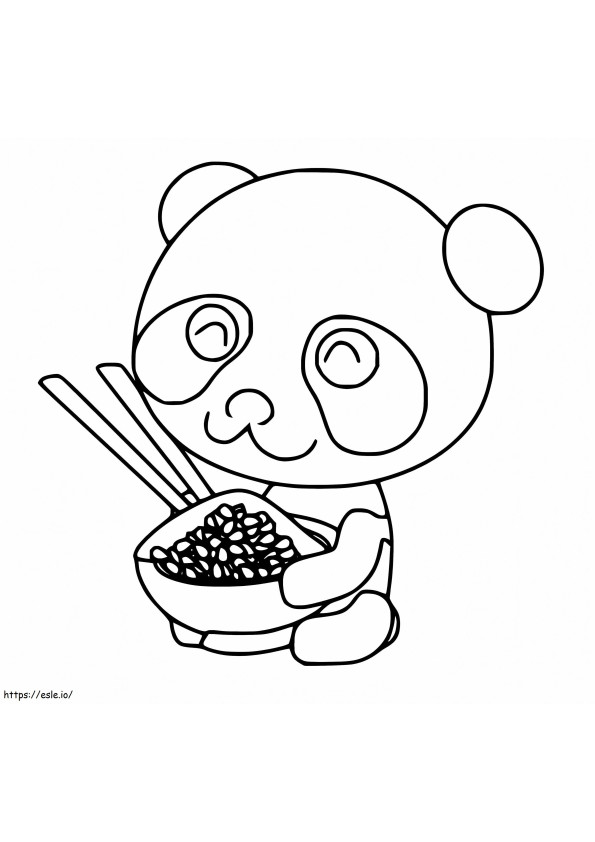 Coloriage Panda mignon avec un bol à imprimer dessin