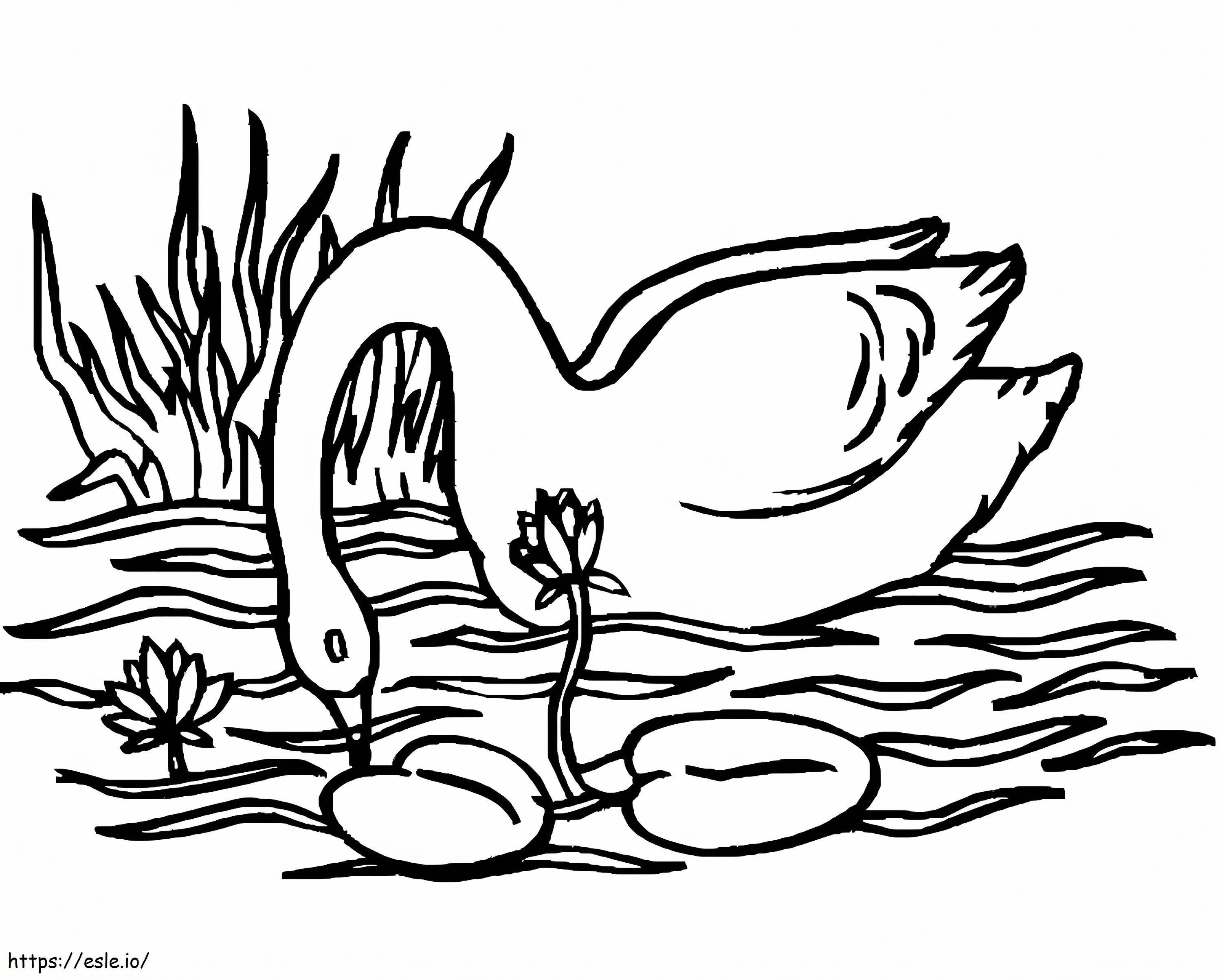 cisne nadando para colorir