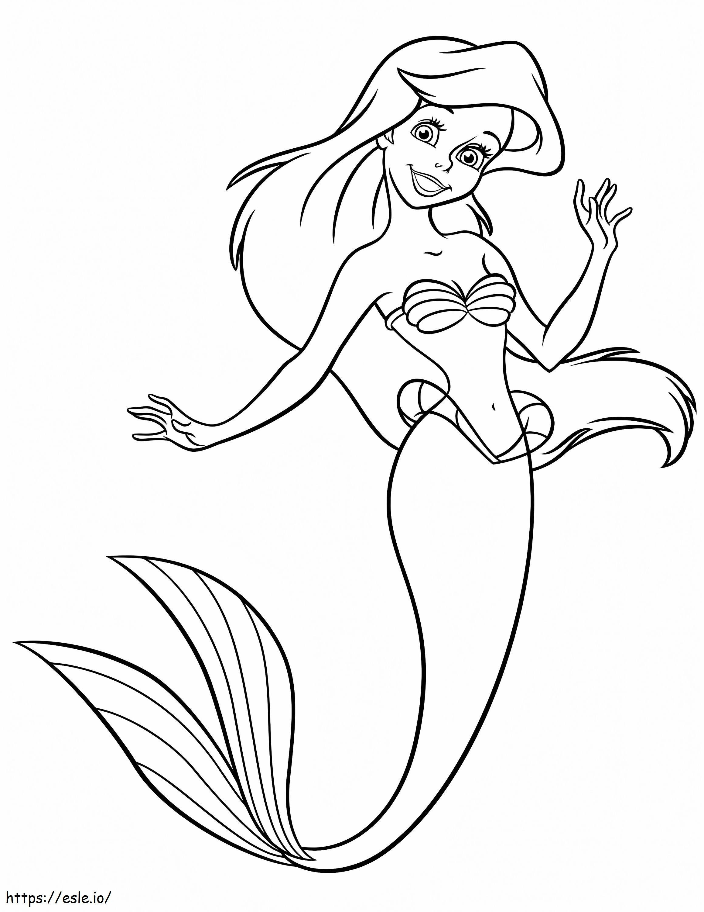 Putri Duyung Ariel yang lucu Gambar Mewarnai