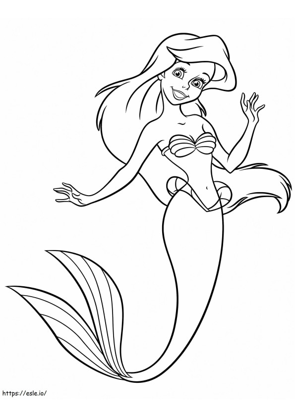 Coloriage Drôle de sirène Ariel à imprimer dessin