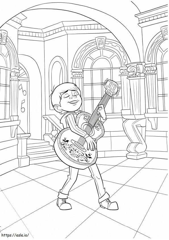 Miguel Rivera Playing Guitar A4 coloring page