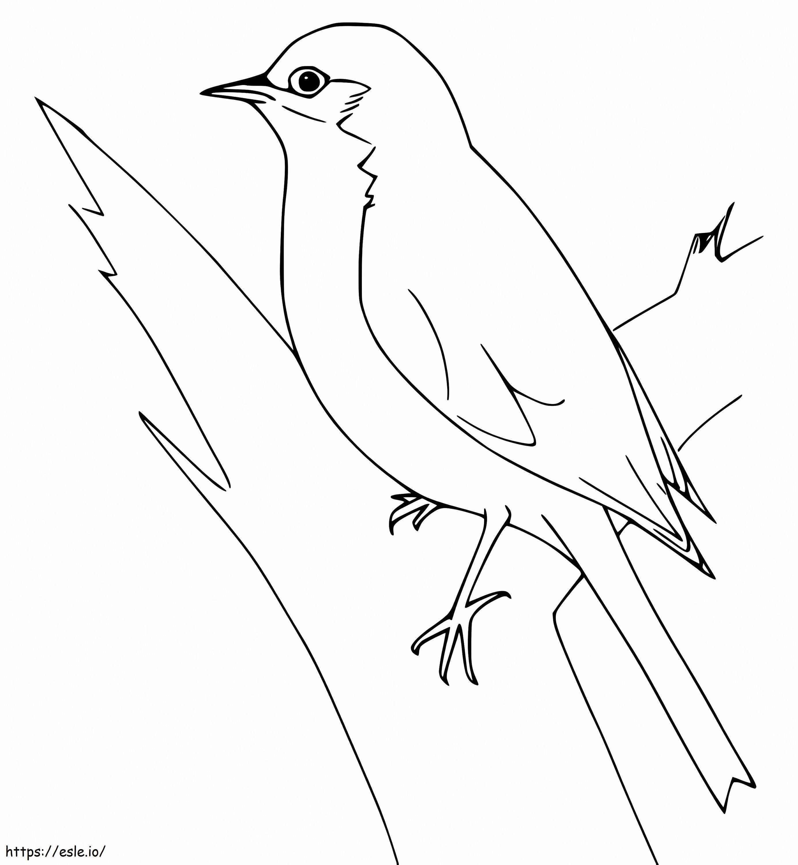 Coloriage Oiseau bleu sur un arbre à imprimer dessin