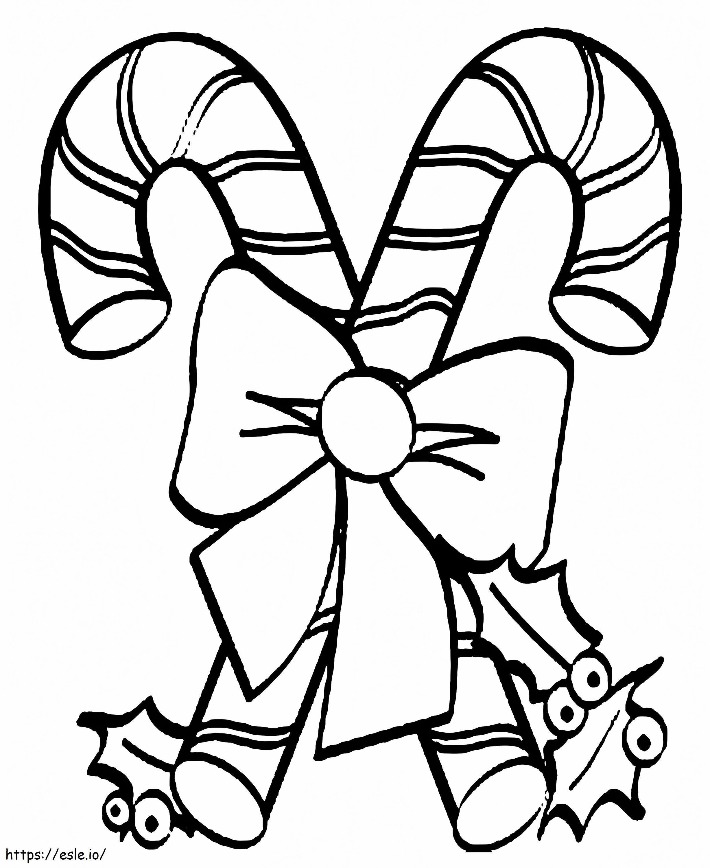 Candy Canes With Ribbon coloring page