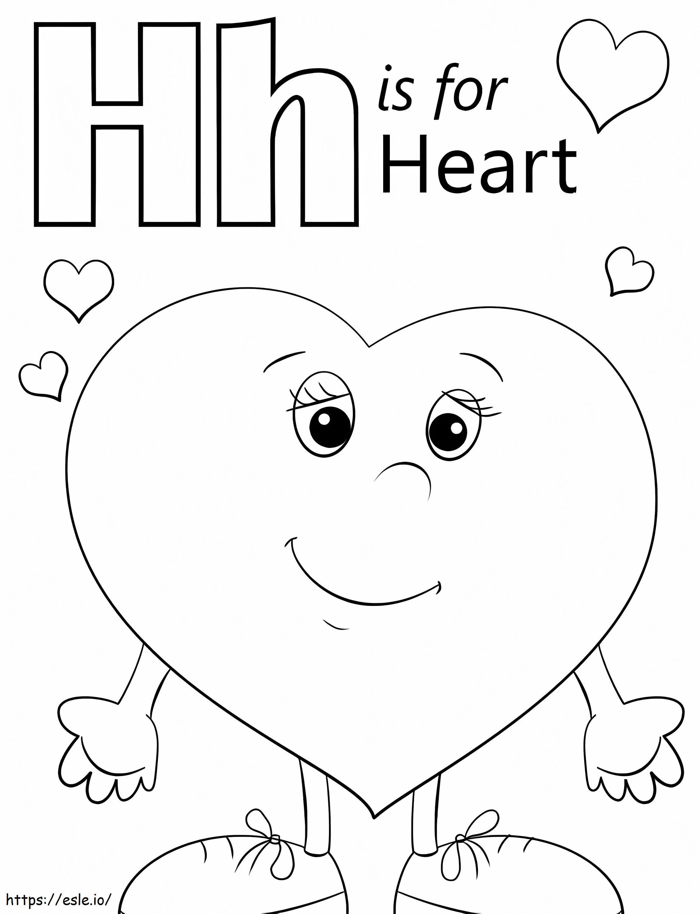 Heart Letter H coloring page