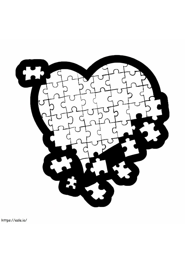 Autism Awareness Heart Puzzle coloring page