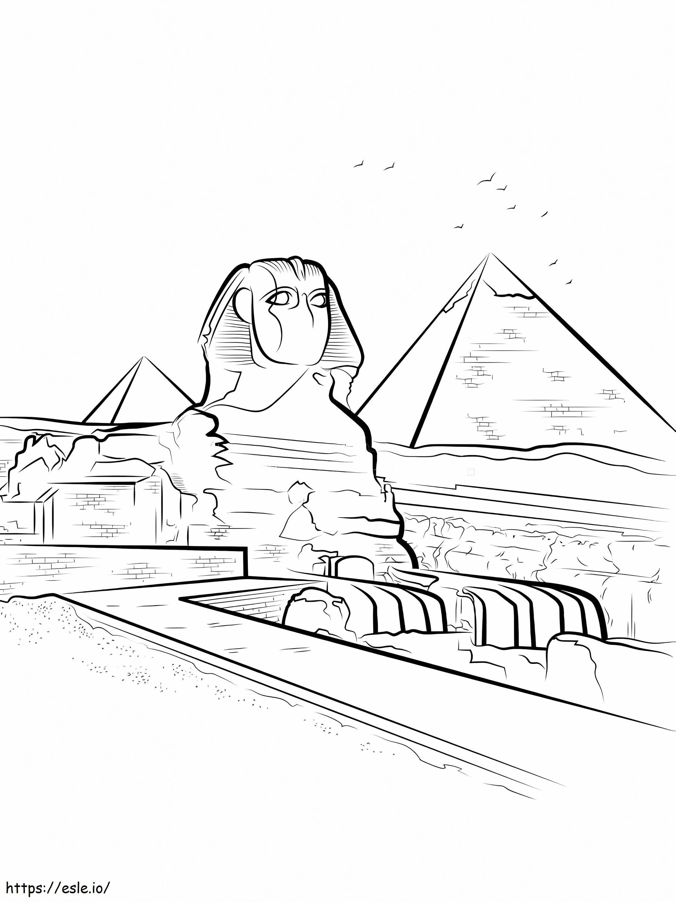 Pyramidi ja Sfinksi värityskuva