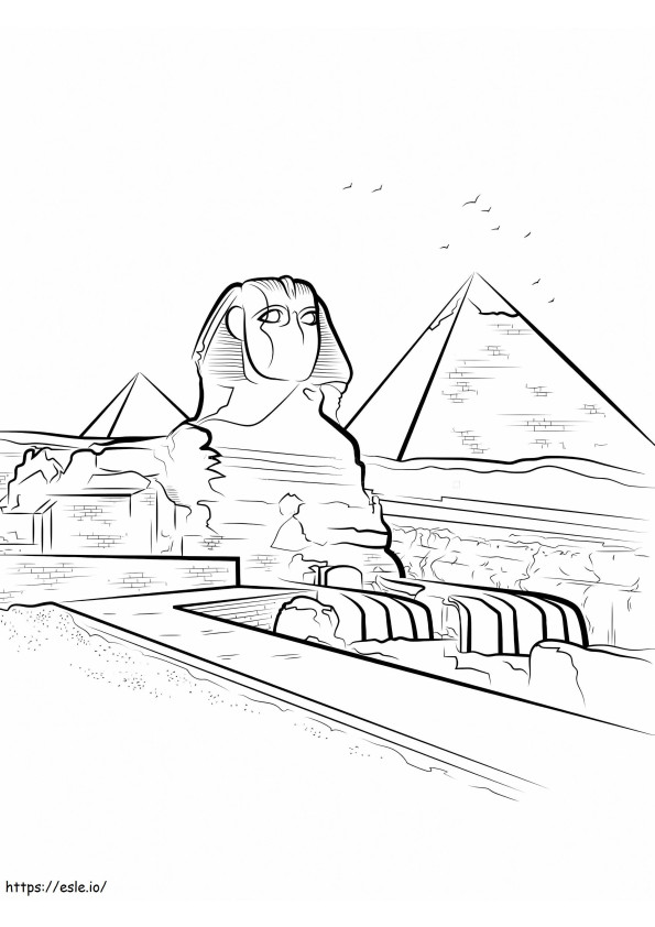 Pyramid And Sphinx coloring page