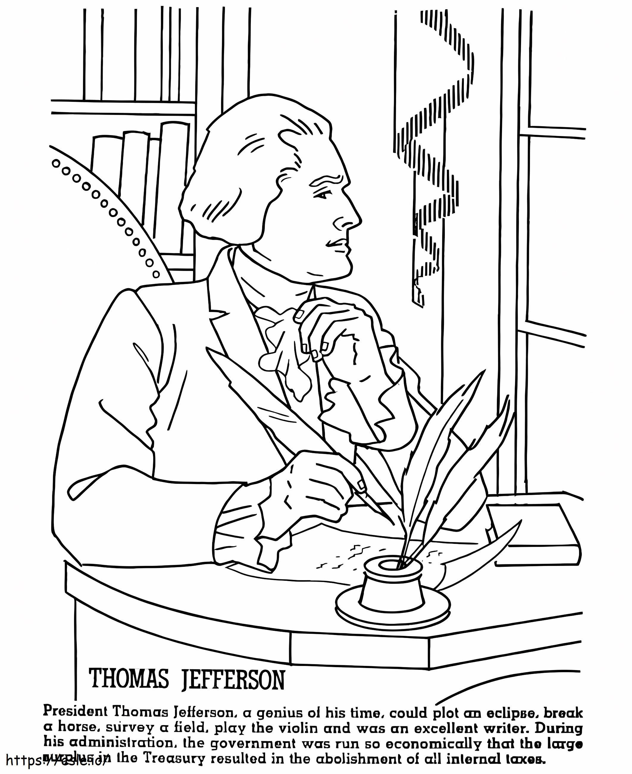 自由大統領トーマス・ジェファーソン ぬりえ - 塗り絵