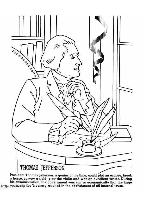 Președintele liber Thomas Jefferson de colorat
