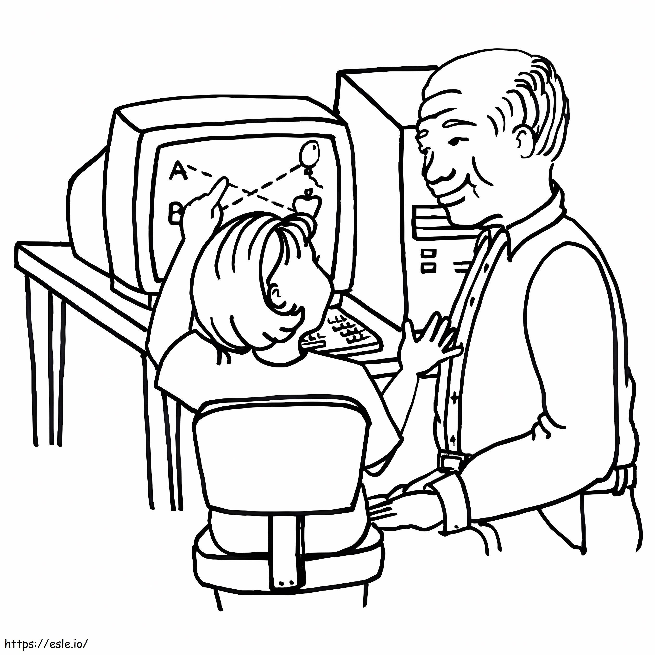 Learning On Computer coloring page