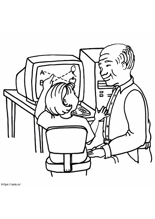 Learning On Computer coloring page