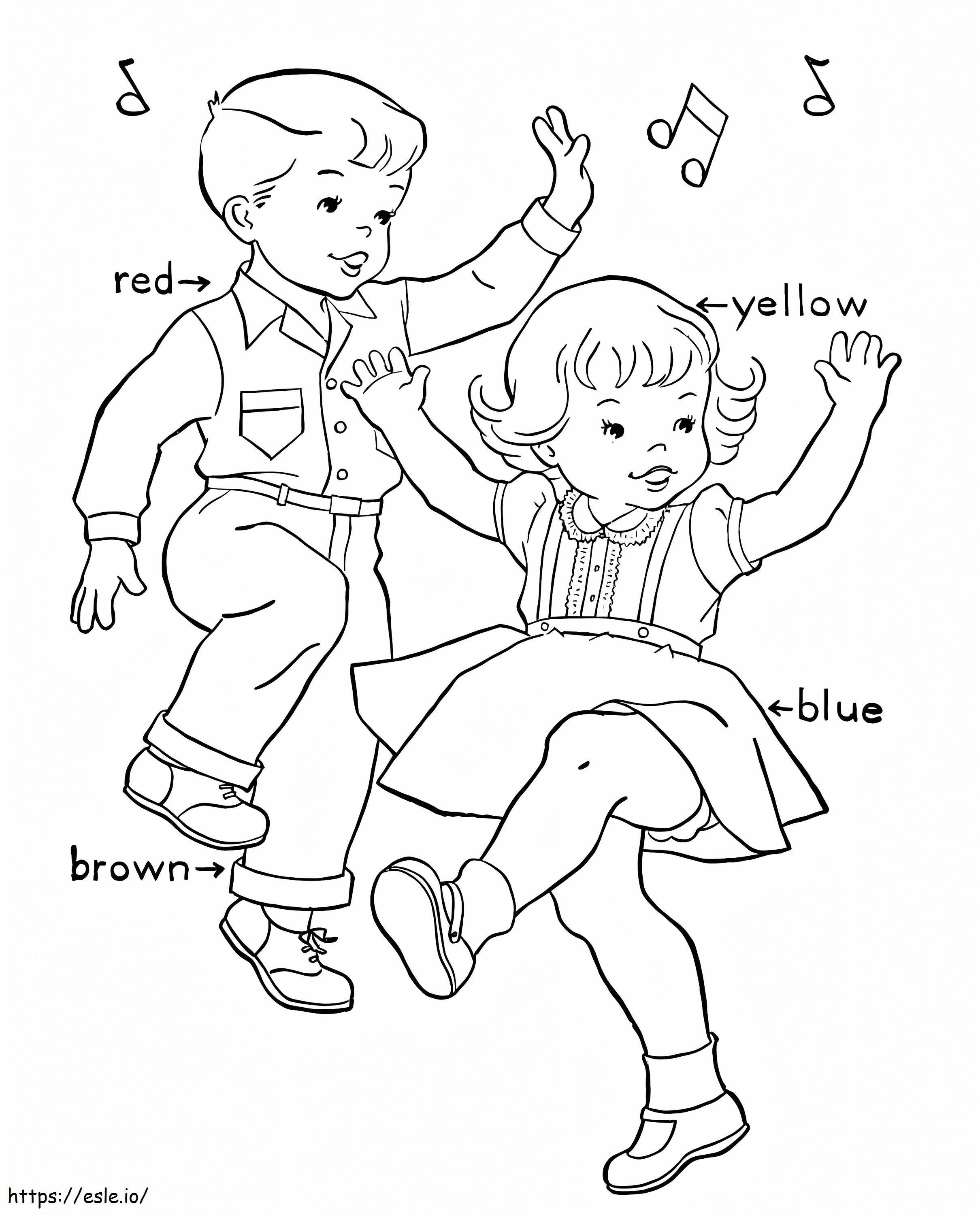 Coloriage Danse des enfants à imprimer dessin