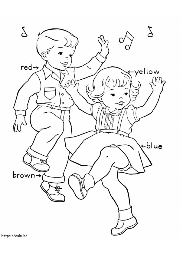 Coloriage Danse des enfants à imprimer dessin