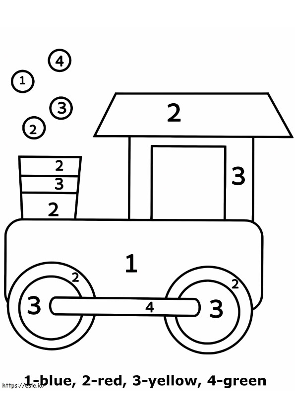 Easy Train Color By Number coloring page