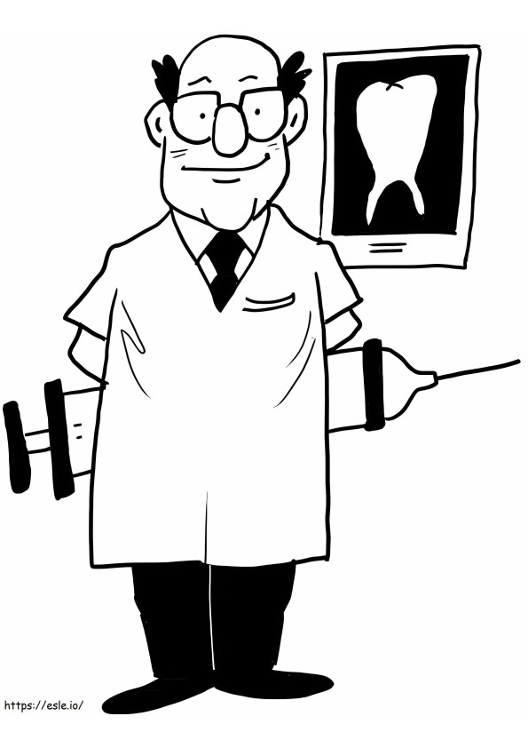 Dentist And Big Syringe coloring page