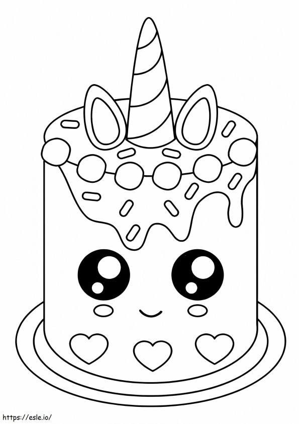 Coloriage Gâteau d'anniversaire mignon à imprimer dessin