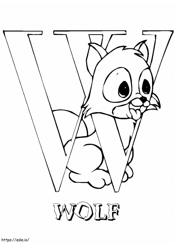 Wolf Letter W coloring page