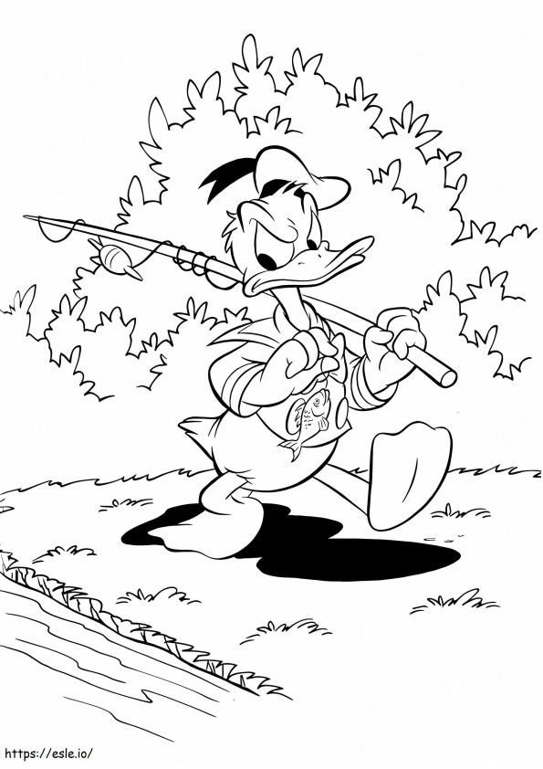 Donald Going Fishing A4 coloring page