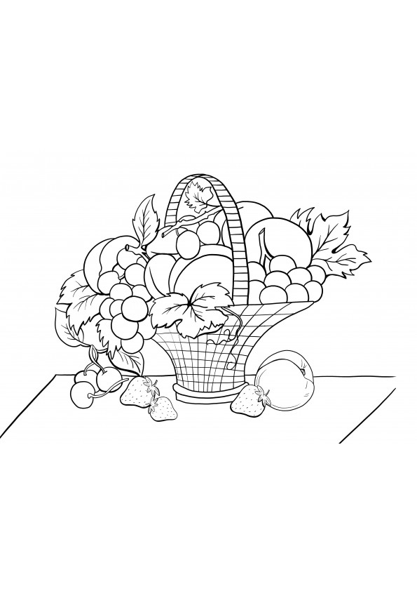 big fruit basket coloring page for free