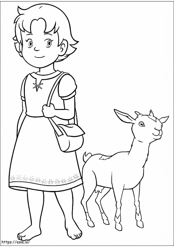 Heidi e Cabra para colorir