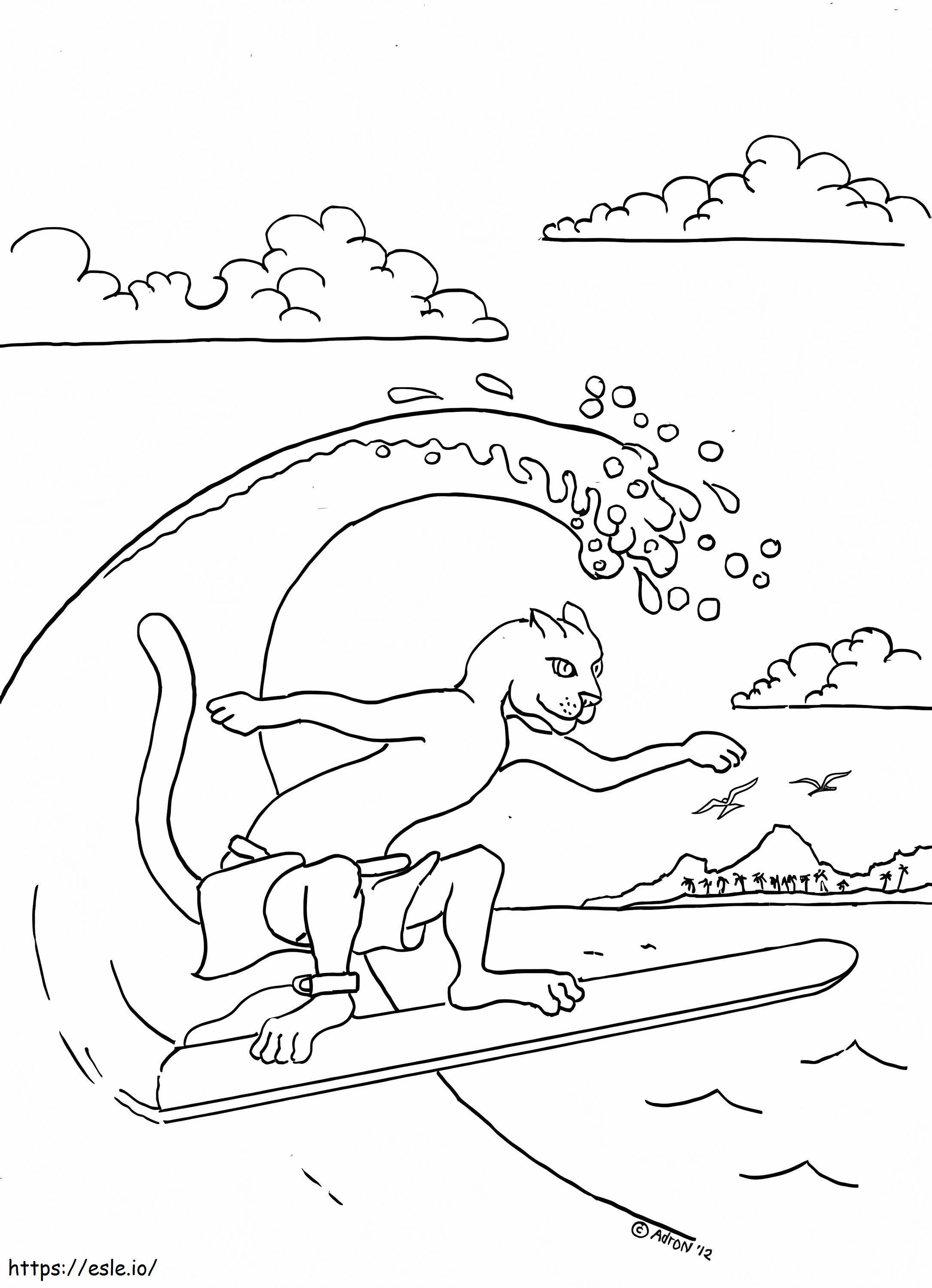 Cougar Surfing coloring page