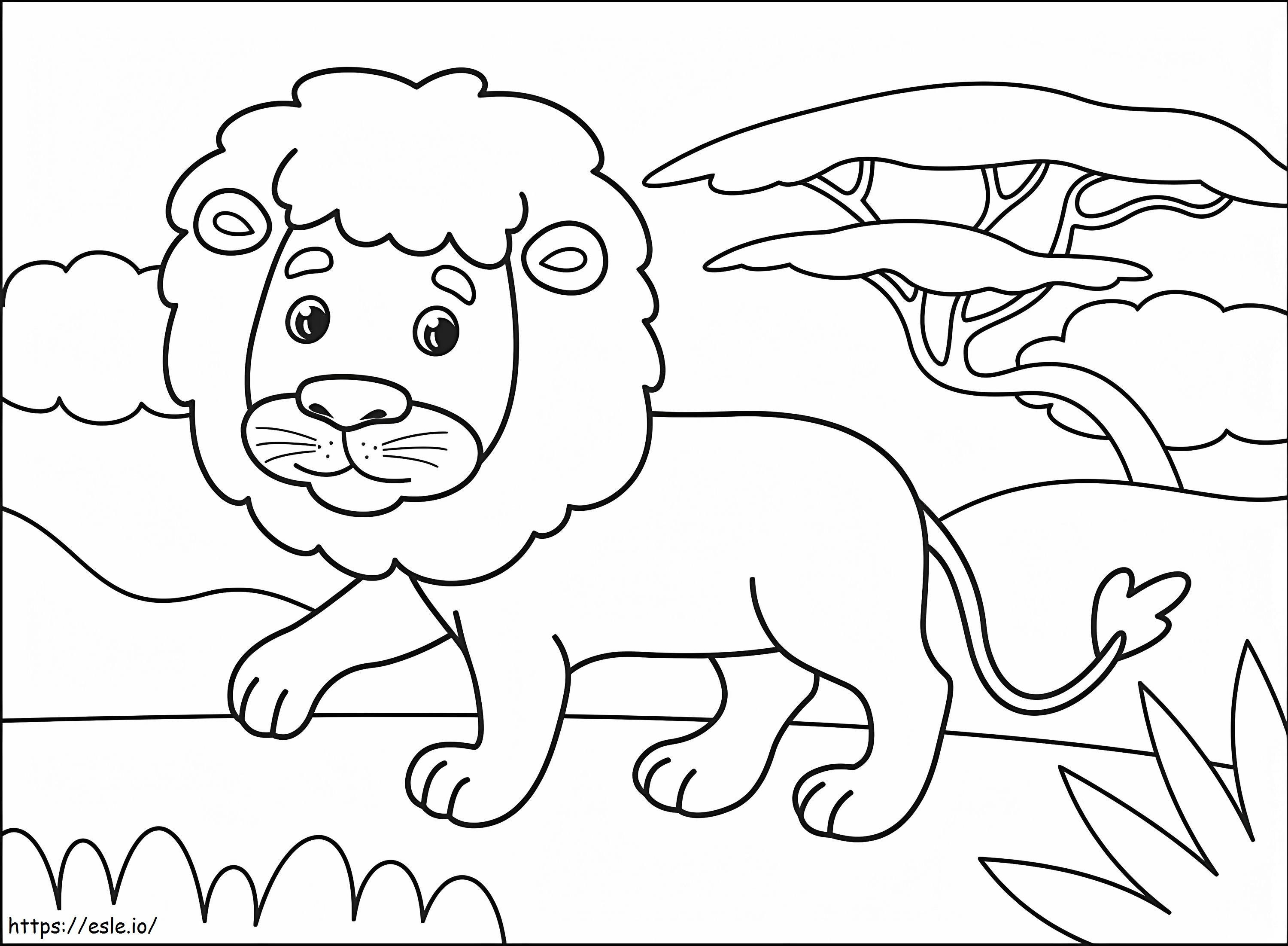 Coloriage Un lion mignon à imprimer dessin