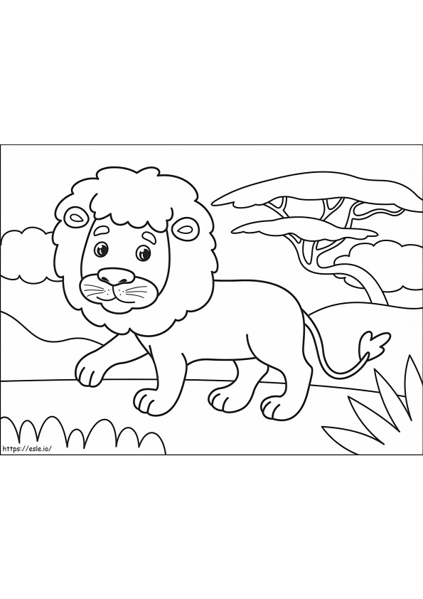 Coloriage Un lion mignon à imprimer dessin