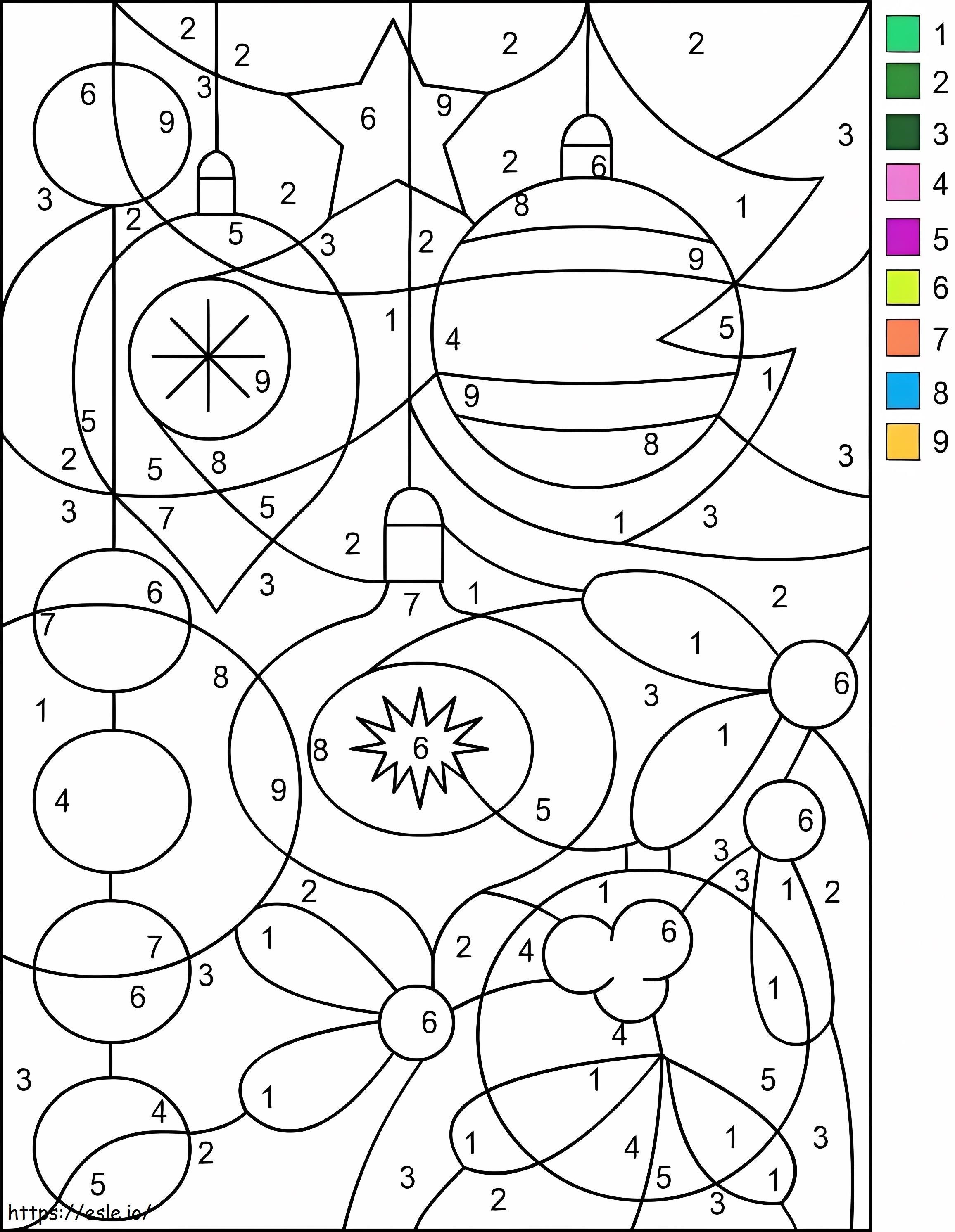Enfeites de natal coloridos por número para colorir