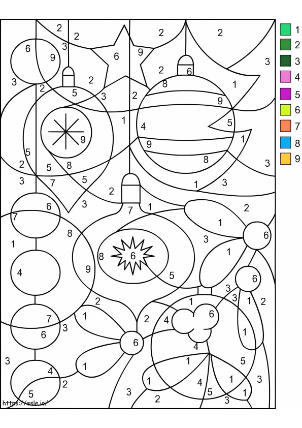 Enfeites de natal coloridos por número para colorir