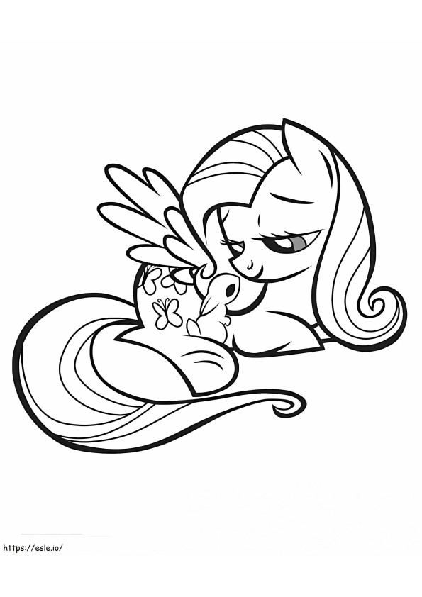 Fluttershy With A Rabbit coloring page