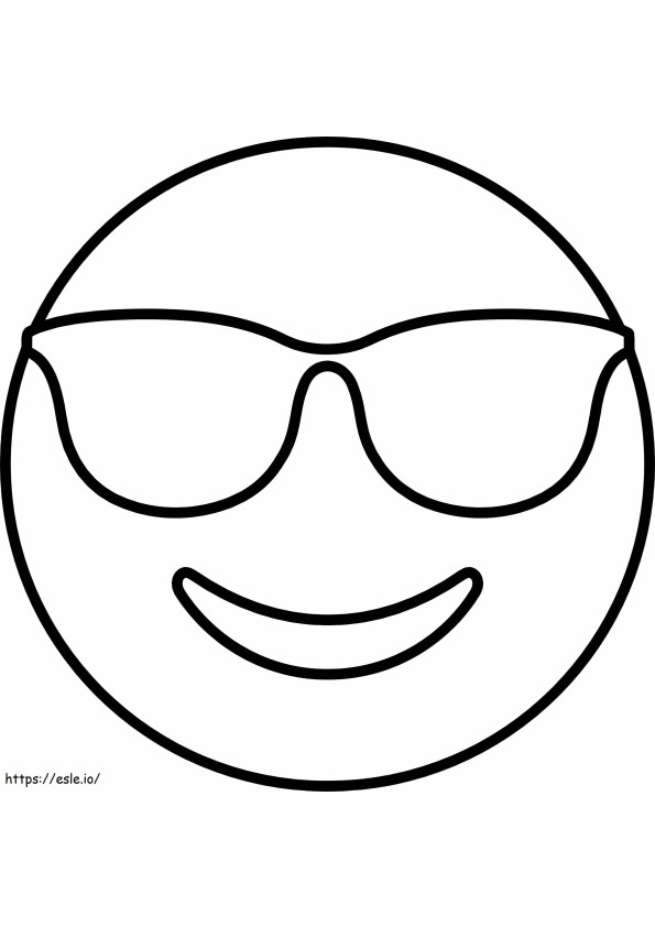 Coloriage Visage souriant avec des lunettes de soleil à imprimer dessin