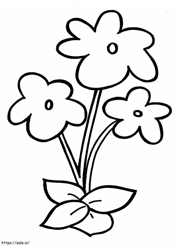 Yksinkertaiset kukat esikoululaisille värityskuva