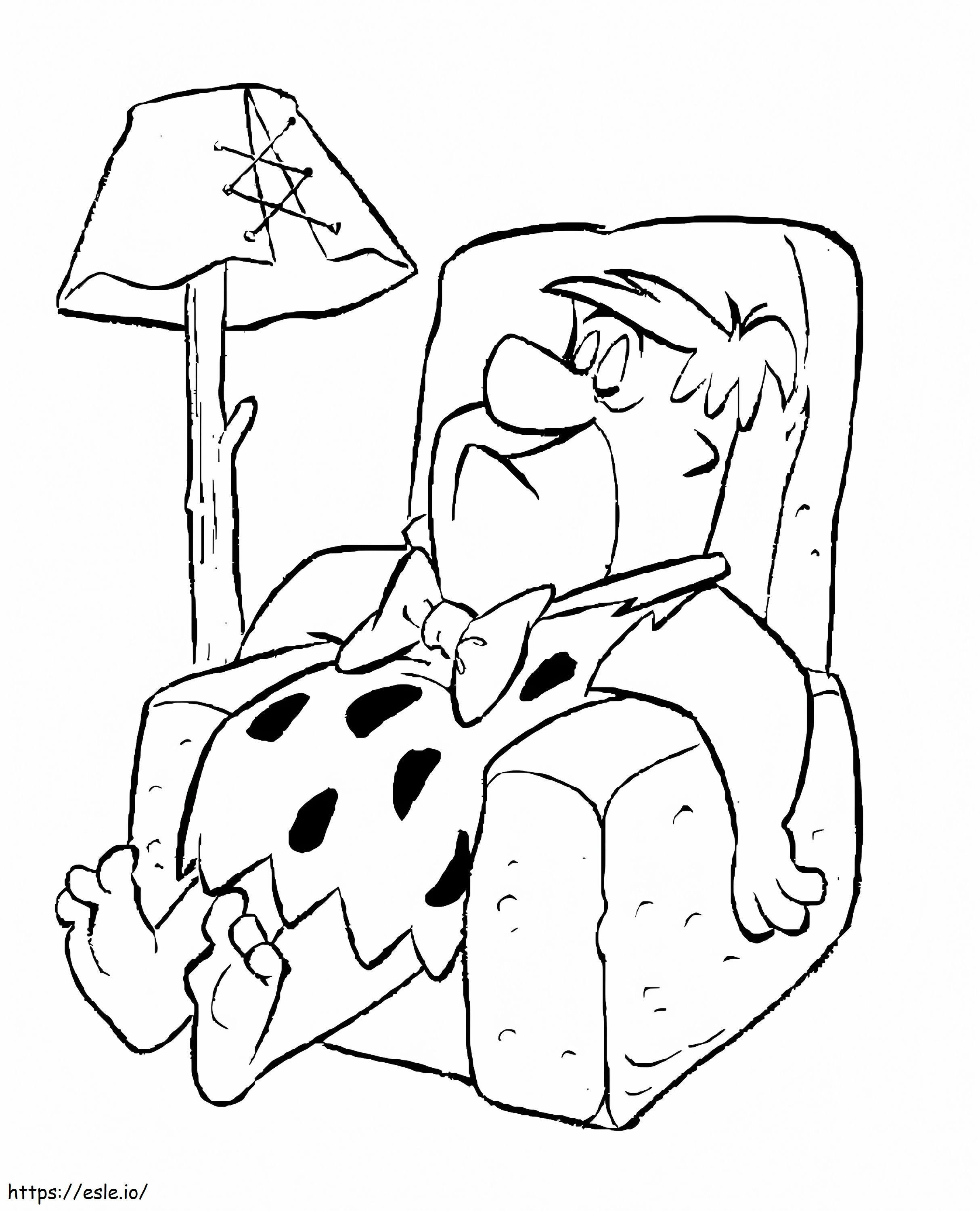 Śpiący Fred Flintstone kolorowanka