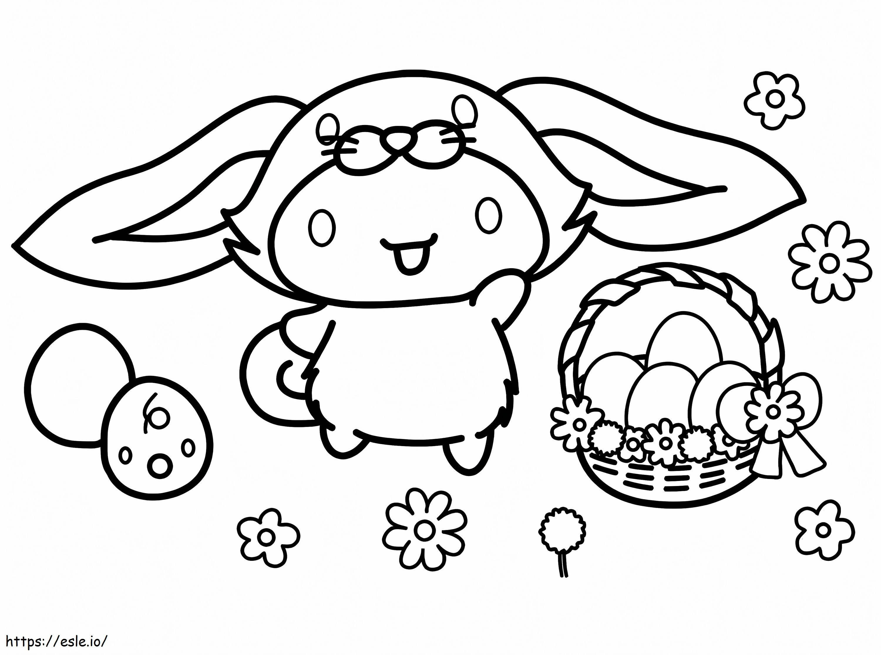 Coloriage Cinnamoroll de Pâques à imprimer dessin