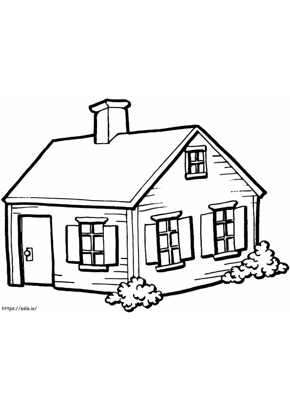 Small House In Village coloring page