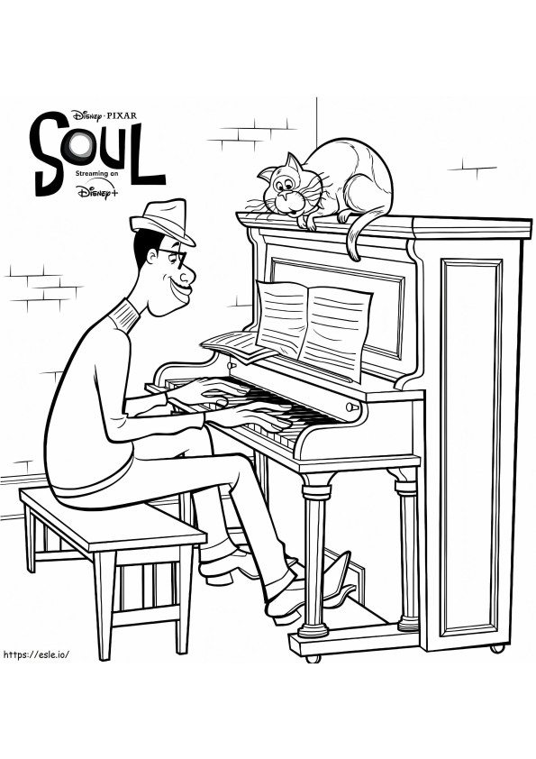 Joe Gardner With Cat coloring page