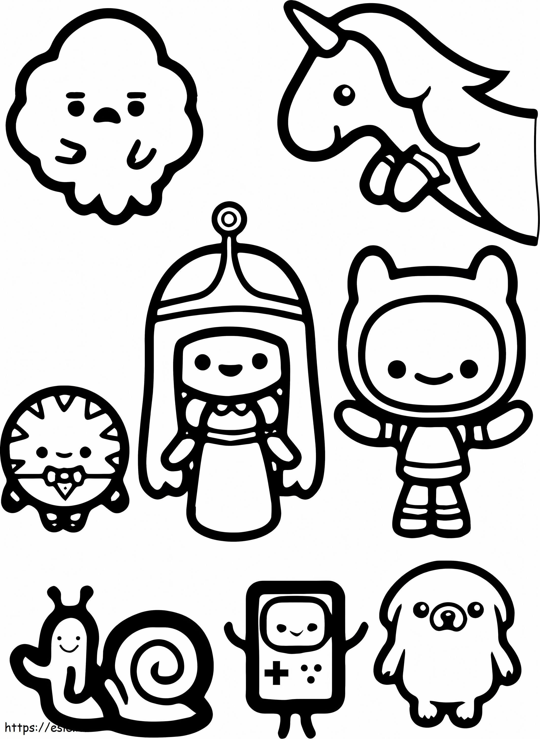 Adventure Time Chibi-personages kleurplaat kleurplaat