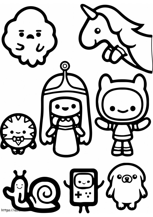 Adventure Time Chibi-personages kleurplaat