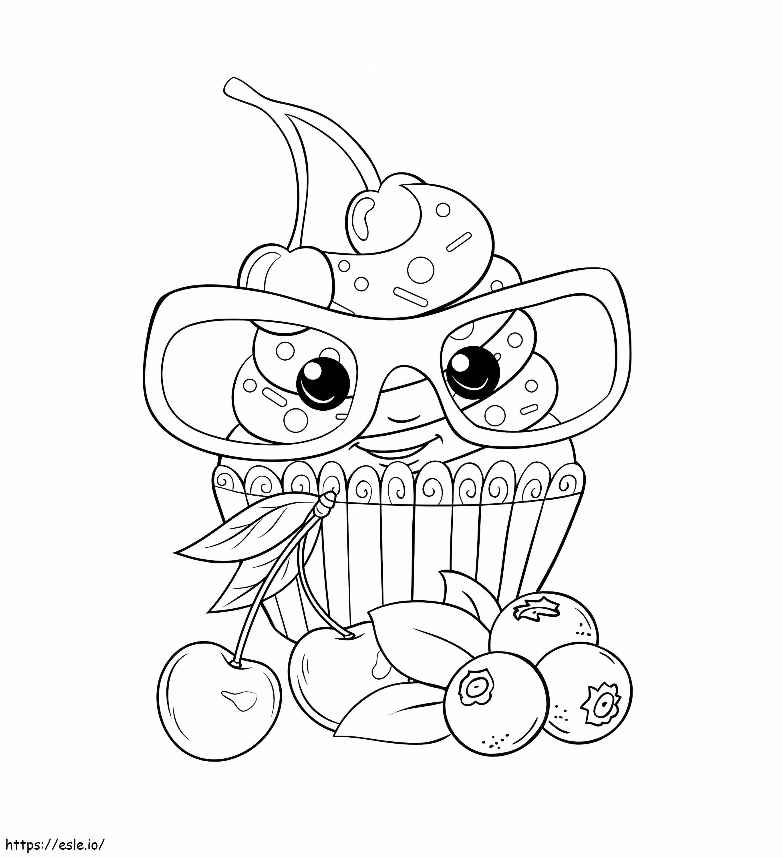 Cake With Kawaii Glasses coloring page