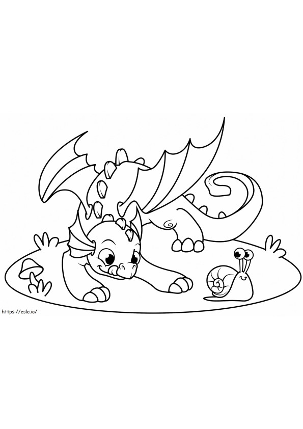 Cute Dragon And Snail coloring page