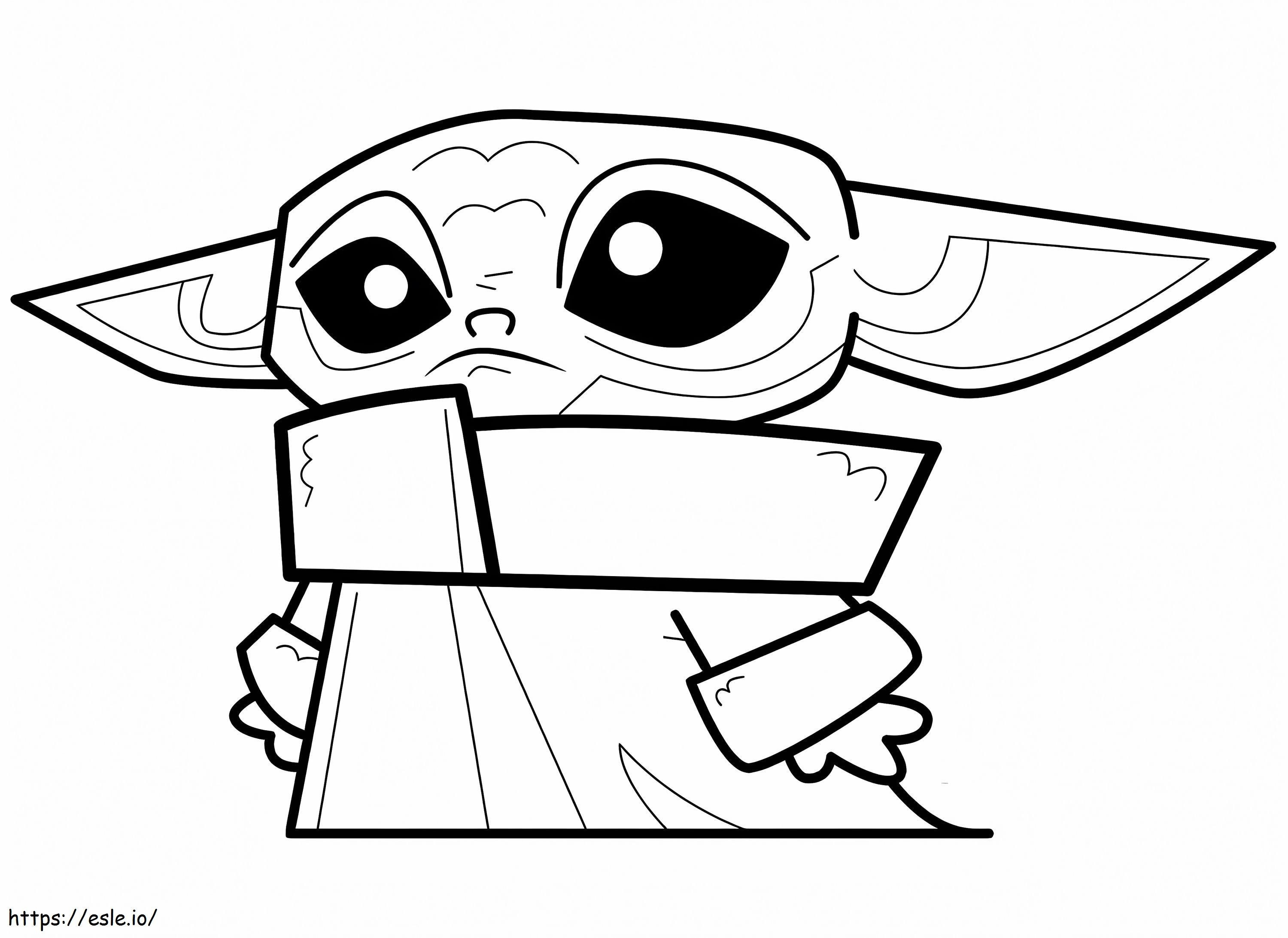 Coloriage Adorable bébé Yoda à imprimer dessin