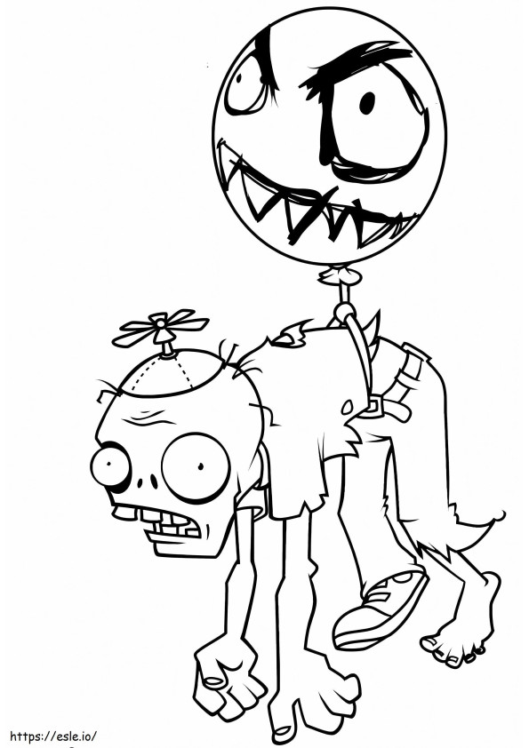 Zombie Balloon In Plants Vs Zombies coloring page