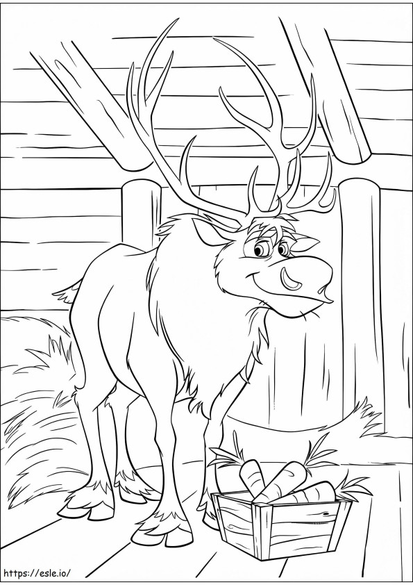 Happy Sven With Carrots coloring page